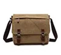CYMMIYT Messenger Bag Vintage Men Canvas Messenger Bag Business Casual Travel Shoulder Bag Laptop Crossbody Bags For Men Bolso Hombre Retro(Khaki,L)
