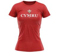 Cymru 1881 Womens T Shirt Prince of Wales Nations Welsh Nations Supporters Tee Top Rugby, M, Red