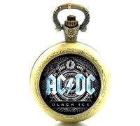 Cymru Apparel Gift Boxed ACDC AC/DC Black Ice Quartz Pocket/Necklace Watch