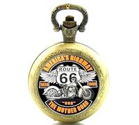 Cymru Apparel Gift Boxed Route 66 Motorcycle Biker Themed Quartz Pocket/Necklace Watch
