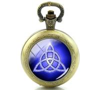 Cymru Apparel Gift Boxed Triquetra Holy Trinity Celtic Knot Quartz Pocket/Necklace Watch