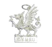 Cymru Wales sterling silver dragon charm .925 x 1 Welsh dragons charms