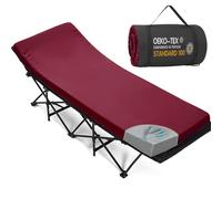 CYMULA Camping Cot Mattress 2in Memory Foam Sleeping Pad,Soft Warm Non-Slip Camping Mattress Topper with Retaining for Adults,Portable Roll up Pad for Travel(Wine red 75"x30")