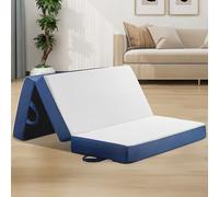 CYMULA Folding Mattress Twin, 6 Inch Memory Foam Tri-Fold Floor Bed and Futon,Twin Topper with Breathable & Washable Cover,Foldable Mattress for Guest Bed, Office Nap,Camping,White，38"x75" 6"