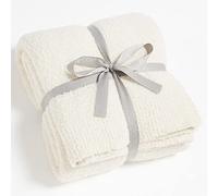 CYMULA Knit Throw Blanket for Couch Cream White - Super Soft Lightweight Plush Fuzzy Fluffy Cozy Blankets and Throws for Sofa Bed, 50 x 60 inches