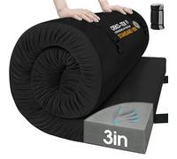 CYMULA Memory Foam Camping Mattress Pad,3in Sleeping Pad for Camping,Non-Slip Bottom Floor Cot Mattress Bed with Portable Roll up Mattress Pad Mat for Travel Truck Guest Bed Tent (Kids 63 * 25 * 3)