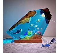 Cymwan Resin Ocean Light, Bedside Table Lamp, Men's Desk Art Ornament, Deep-Sea Creature Resin LED Bedroom Lamp