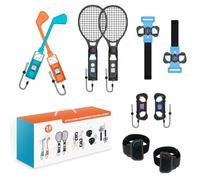 Cymwer 10 IN 1 Sports Accessories Bundle for Switch 2 Joy-Con Controller, Family Sports Party Pack Tennis Racket Golf Club Armband Leg Strap Game Controller Grip