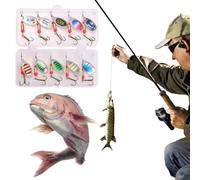 Cymwer 10pcs Artificial Bait Metal Spoon Spinner Fishing Lure Set | Metal Spoon Spinner Hard Bait for Bass Pike Crochet in Freshwater and Saltwater
