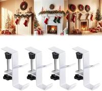 Cymwer 2 in 1 Garland and Stocking Mantel Holders, Fireplace Stocking Hooks Double Door Garland Hanger with Hooks, Adjustable Heavy Duty Stocking Holders for Mantle