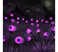 Cymwer 2Pack Halloween Decorations Outdoor Solar Scary Eyeball Lights, IP65 Waterproof 6/8/10 LED Eyeball Swaying Solar Firefly Lights, Solar Halloween Lights for Lawn, Patio, Party Decor
