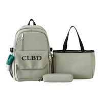 Cymwer 3Pcs Backpack Set Teenagers Book Bag with Tote Bag & Pen Case Simple Travel Backpack Large Capacity for Outdoor Travel (Green)