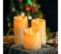 Cymwer 5cm Flameless LED Tealight Battery Operated Simulation Flickering Pillar Candles Home Decoration Candles Light Tear Shaped for Party Festive (5.0*15cm)