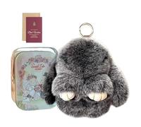 Cymwer Bunnylulu Keychain, Bunny Lulu Keychain, Bunny Keychain Plush Charm Cute Fluffy Bunny Keychain Fluffy Fur Pompon Bunny Doll Keyring Pendant