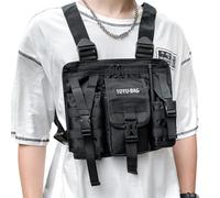 Cymwer Casual Vest Bags Oxford Cloth Shoulder Vest Bags Adjustable Multiple Pockets Lightweight for Hiking Travel Cycling