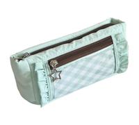 Cymwer Clear Window Pencil Case Lace Floral Trim Double Zipper for(Green)