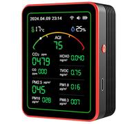 Cymwer CO2 Detector, WiFi 15-in-1 Indoor Air Quality Monitor TFT Display Portable AQI PM0.3 PM1.0 PM2.5 PM10 Tester APP Control Household CO CO2 TVOC HCHO Tester