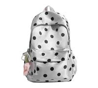 Cymwer College Backpack Polka Dot Japanese Style Cute | Cute pendant bookbag with polka dots, nylon, large capacity, front & side pockets, travel-ready