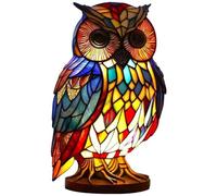 Cymwer Colored Glass Animal Series Table Night Light Resin Stained Resin Animal Night Light Mermaid Sea Turtle Stained Glass Bedside Light Lion Dolphin Wolf Owl Horse Rooster Elephant Home