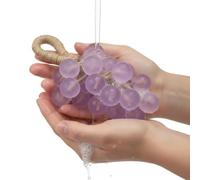 Cymwer Crystal Handmade Grape Soap on a Rope (Purple) | Crystal grape soap on a rope; handmade, natural glycerin; 20×8cm bar; hanging design; fruity grape scent; decorative