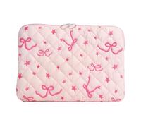 Cymwer Cute Bow Portable Laptop Case Quilted Laptop Cover Padded Laptop Carrying Case for MacBook HP Dell 11/13/15 Inch (Pink)
