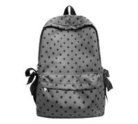 Cymwer Cute Polka Dot School Backpack Kawaii Sweet Nylon Travel Daypack with Side Bows Bookbag for Girls Women Casual High-school College (Grey)