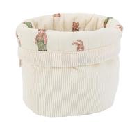Cymwer Drawstring Makeup Bag Cylinder Large Cotton Quilted Cosmetic Bag Suitable for Home Office Cosmetics Stationery (Beige/Cute Bear) (Style 3)