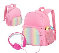 Cymwer Functional Backpack Carrying Case Adjustable Strap for TonieBox 2/1 | Functional backpack with adjustable strap, rainbow sequin exterior, dual-layer design, quick-access double zipper U opening,