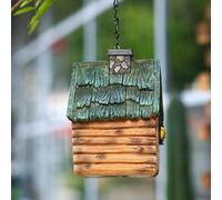 Cymwer Hand-Painted Resin Outdoor Bird House with Hanging Chain | Weatherproof Cottage-Style Outdoor Bird House with Hanging Chain for Birds Lovers for Garden Courtyard Decor