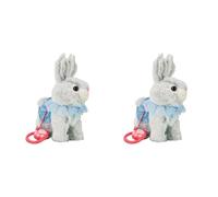Cymwer Interactive Rabbit Toy, Singing Rabbits Walks Toy, Multi-Purpose Electric Plush Leash Pet for Kids New Year Birthday Gifts-BLUE-2PCS