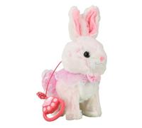 Cymwer Interactive Rabbit Toy, Singing Rabbits Walks Toy, Multi-Purpose Electric Plush Leash Pet for Kids New Year Birthday Gifts-PINK
