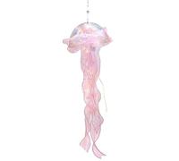 Cymwer Jellyfish Atmosphere Night Light Button Battery Hanging Ceiling Lantern with Ribbon&Bead LED Bulbs for Room Decoration