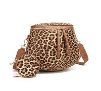 Cymwer Leopard Print Fanny Pack Purse with Mini Pouch Sling Belt PU Leather Large Capacity Bucket Bag for Women Work Daily Use Travel (Style 1)