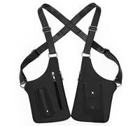 Cymwer Men PU Double Shoulder Armpit Bag Multi-pocket Underarm Backpack Daily (Black) (A)