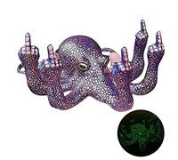 Cymwer Middle Finger Anger Octopus Statue, Novelty Mini Octopus Statue, Luminous Artificial Octopuses Figurines Mini Resin Marine Octopus Statues Ornaments Holiday for Office Living Room