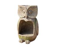 Cymwer Owl Shaped Resin Waterproof Art Sculpture Tree Face Bird Feeder