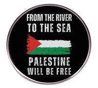 Cymwer Palestinian Creative Brooch From The River To The Sea Round Metal Lapel Pin Zinc Alloy Badge Pin for Backpack Sling Bag Clothes