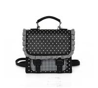 Cymwer Polka Dot Print Cambridge Tote Bag Large Capacity Checkered Patchwork Ruffle Crossbody Bags Multi-Purpose Stylish Shoulder Bags for Shopping And Outdoor Family Outings (Black)