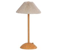 Cymwer Portable LED Desk Lamp Wood Base Minimalist Nightstand Light Fabric Shade Bedside Table Lamp Rechargeable for Living Room Dorm Home Office (B)
