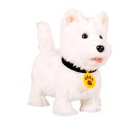 Cymwer Robot Puppy, Cute Realistic Interactive Puppy Pet Dog, Barking Walking & Tail Wagging Soft Interactive Electronic Plush Toy Present Pet Gifts for 3+ Year Boys Girls-1PCS