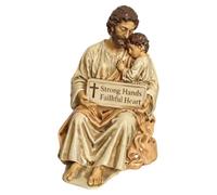 Cymwer Saint Joseph Resin Catholic Hand Painted Statue Decor (A) | Spiritual Gift Desk Bookshelf Nightstand Prayer Corner Church Father Faith Decor (A)
