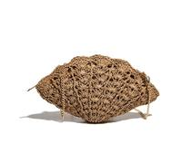 Cymwer Seashell Straw Shoulder Bag Large Capacity Hollowed-Out Casual Weave Tote Bags Solid Color Trendy Summer Beach Bags For Women for Shopping And Outdoor Family Outings (B) (B 卡其色)