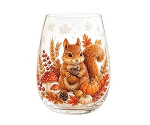 Cymwer Stemless Egg Glass Tumbler for Autumn Scarecrow Print | Wide Mouth Pumpkin Scarecrow Maple Leaf Autumn Thanksgiving Drinkware Sunflower Thick Base Cup (Style E)
