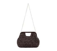 Cymwer Straw Clutch Purses for Women Handmade Beach Cloud Dumpling Pouch with Detachable Gold Chain Rattan Basket Purse for Vacation (Coffee) (Coffee pro)
