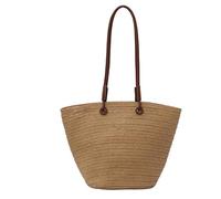 Cymwer Summer Straw Shoulder Bag Large Capacity Casual Straw Tote Handbag Solid Color Versatile Braid Armpit Pack Date Shopping Commute Handbags (Khaki 300 * 250 * 120)