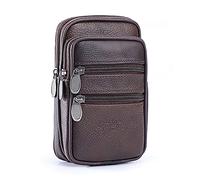 Cymwer Vintage Men PU Leather Solid Color Purse Card Holder Economic Male Multi Layers Wallet Mini Waist Packs Travel (Brown A)