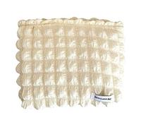 Cymwer Women Cosmetic Bag Bubble Chiffon Makeup Bag Multi-Function Fashion Simple Candy Color Vacation (Beige)