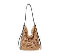 Cymwer Women Knitted Fabric Handwoven Shoulder Bag Large Capacity Boho Crochet Beach Bags Summer Hobo Handbag for Travel Shopping Work Daily Use (Khaki)