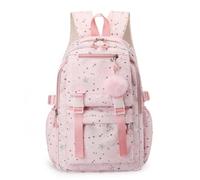 Cymwer Women Laptop Backpack Large Capacity Pink | Cymwer Large Capacity Aesthetic Backpack Pendant Blue Nylon Material 17.32x11.81x8.66 Inches Travel Daypack (Pink)