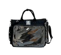 Cymwer Women Nylon Crossbody Bag Large Capacity Versatile Badge Pain Bag with Visual Window and Adjustable Strap Hobo Purse Waterproof for Daily Office Work Outing Social Occasions (Black)